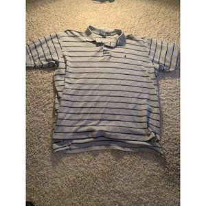 Vintage Polo Ralph Lauren Gray Striped Polo Shirt Mens Size XL Bin N